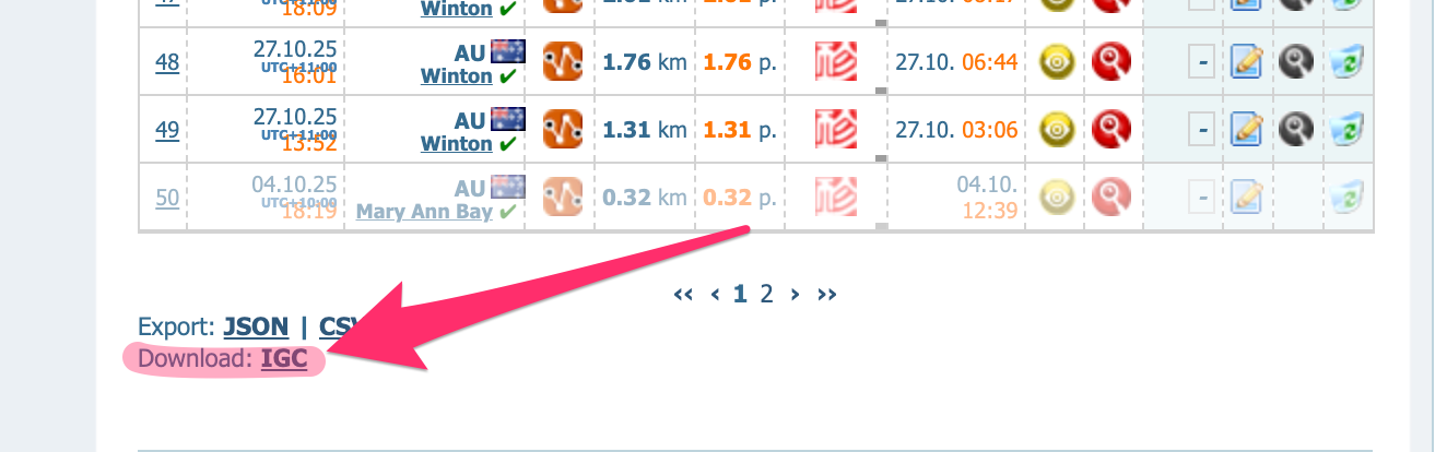 Download flights screenshot